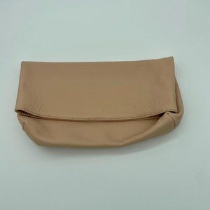 Ann Taylor Genuine Blush/Cream Pebble Leather Fold Over Clutch Bag